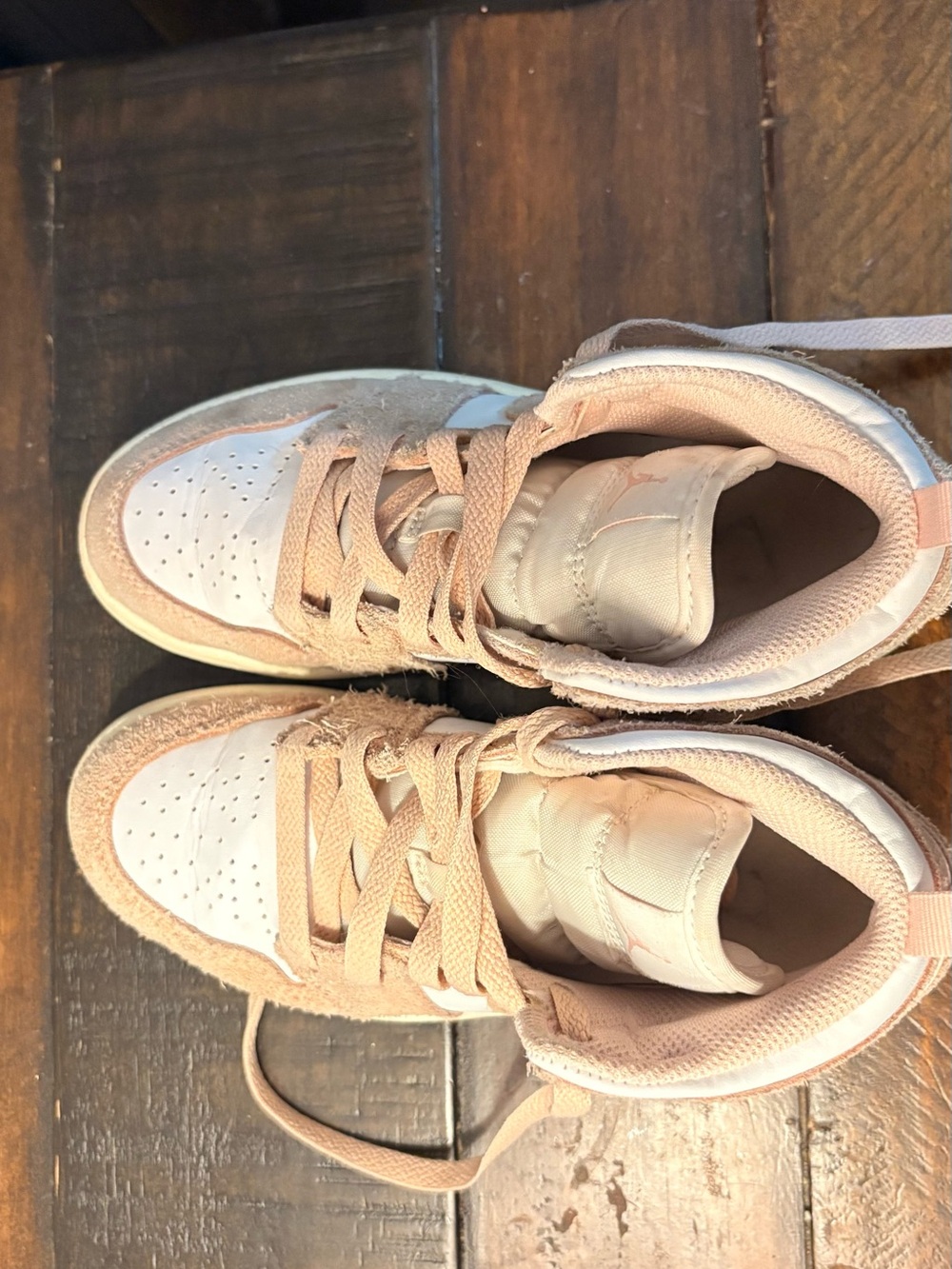 Nike Kids Pink and White High-Top Sneakers